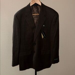 NWT Lauren Ralph Lauren Olive Brown Herringbone Wool Blazer Men’s Size 42S